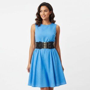 Vegan Faux Leather Wide Cinch Belt Ruffled Black Stretch Waist Band Gold Buckle